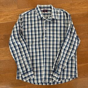 UNTUCKit Navy and White Plaid Shirt